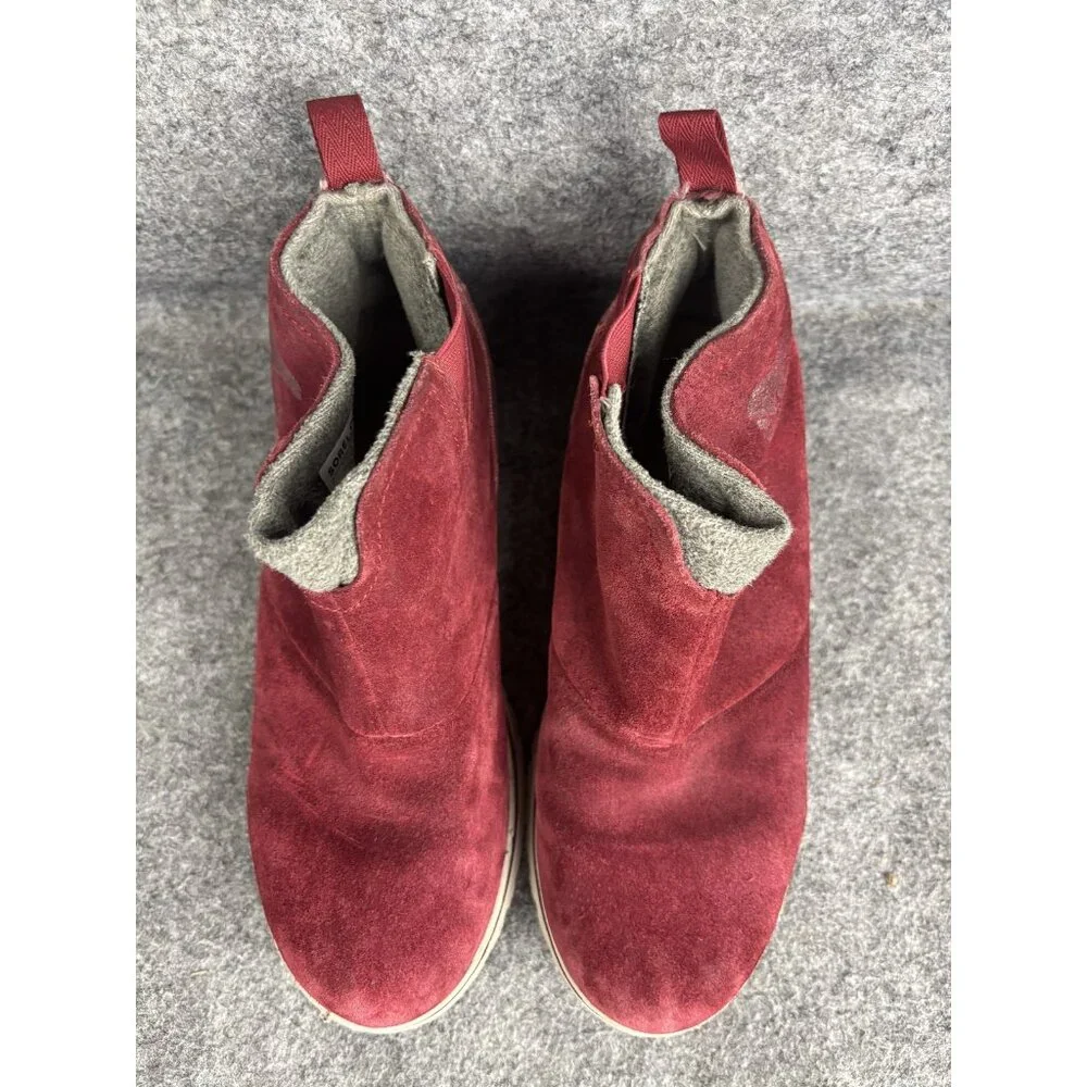 Sorel Boots Womens Size 6.5 Red‎ Suede Waterproof Ankle Pull On Booties Winter